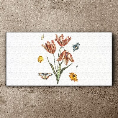 Obraz Canvas Kwiaty i motyle w harmonii