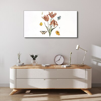 Obraz Canvas Kwiaty i motyle w harmonii
