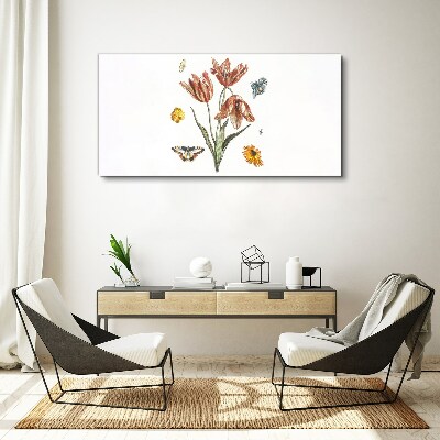 Obraz Canvas Kwiaty i motyle w harmonii