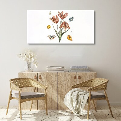 Obraz Canvas Kwiaty i motyle w harmonii