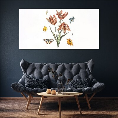 Obraz Canvas Kwiaty i motyle w harmonii