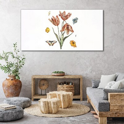 Obraz Canvas Kwiaty i motyle w harmonii