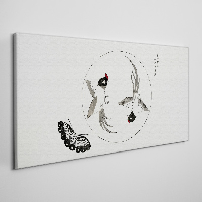 Obraz Canvas Tańczące ptaki i motyl