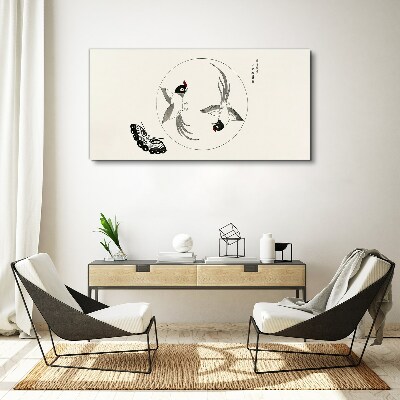 Obraz Canvas Tańczące ptaki i motyl