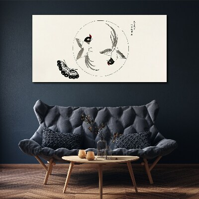 Obraz Canvas Tańczące ptaki i motyl