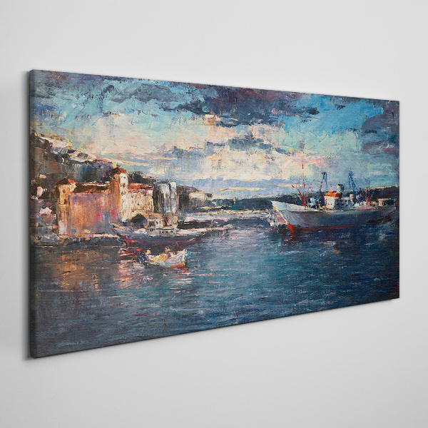 Obraz Canvas Portowy krajobraz o zmierzchu