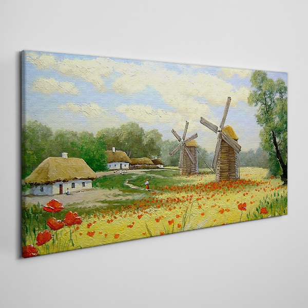 Obraz Canvas Wiejska sceneria z wiatrakami