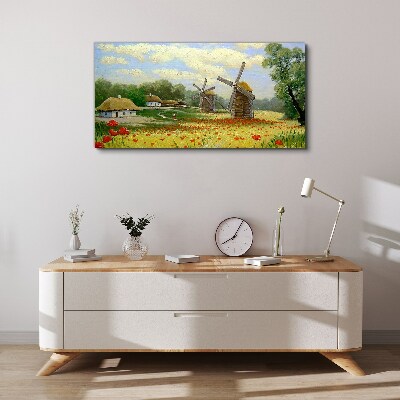 Obraz Canvas Wiejska sceneria z wiatrakami
