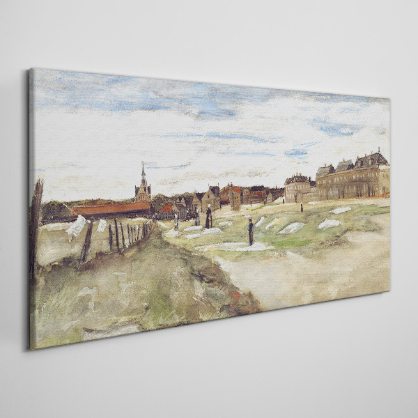Obraz Canvas Krajobraz z postaciami na tle miasta
