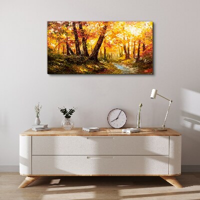 Obraz Canvas Złoty las w blasku słońca