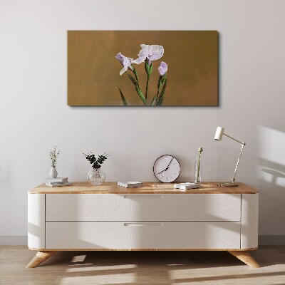 Obraz Canvas Kwiaty irysów na tle brązowym