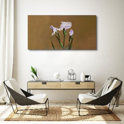 Obraz Canvas Kwiaty irysów na tle brązowym