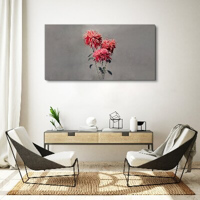 Obraz Canvas Różowe kwiaty na szarym tle