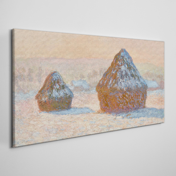 Obraz na Płótnie Stogi zboża śnieg efekt Monet