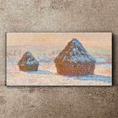 Obraz na Płótnie Stogi zboża śnieg efekt Monet