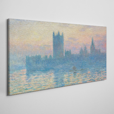 Obraz na Płótnie Domy Zachód Słońca Monet