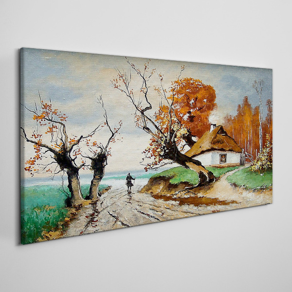 Obraz Canvas Jesienna sceneria z wiejskim domem