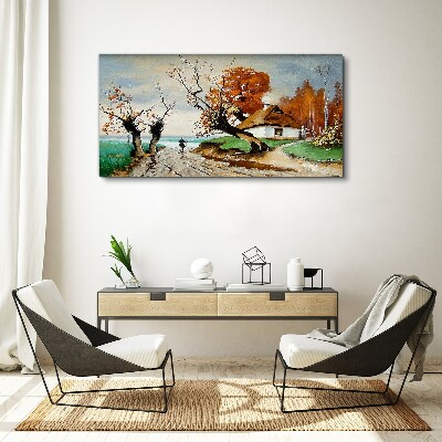 Obraz Canvas Jesienna sceneria z wiejskim domem