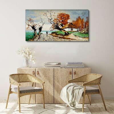 Obraz Canvas Jesienna sceneria z wiejskim domem