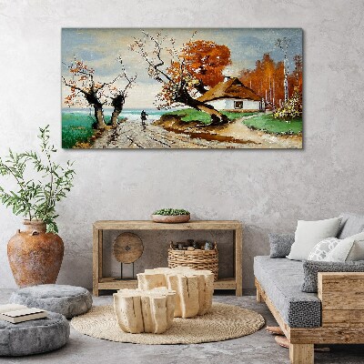 Obraz Canvas Jesienna sceneria z wiejskim domem