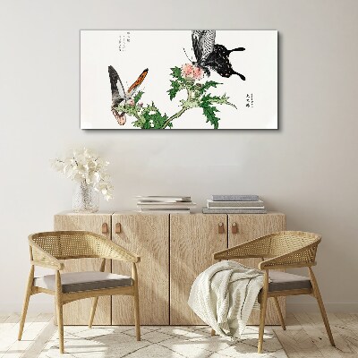 Obraz Canvas Gałąź Kwiaty Motyl