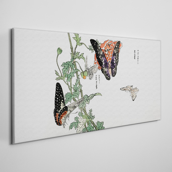 Obraz Canvas Motyle na tle kwiatów