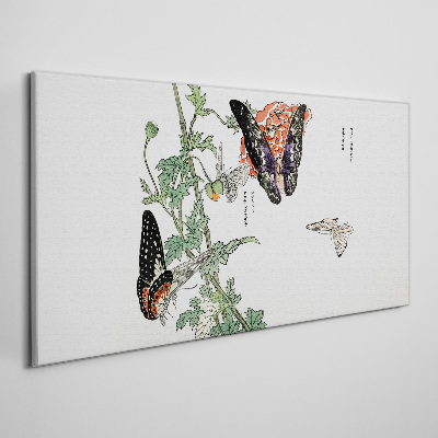 Obraz Canvas Motyle na tle kwiatów