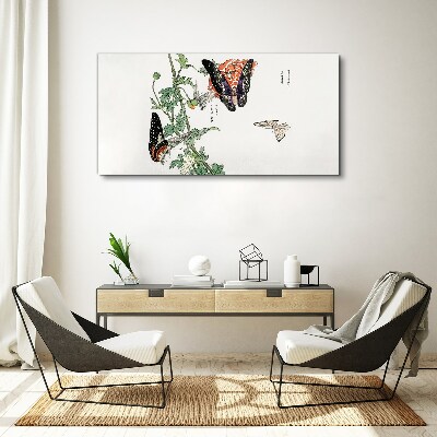 Obraz Canvas Motyle na tle kwiatów