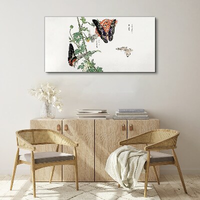 Obraz Canvas Motyle na tle kwiatów