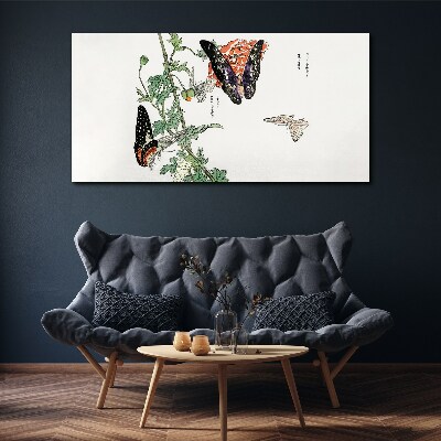 Obraz Canvas Motyle na tle kwiatów