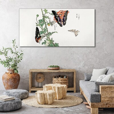Obraz Canvas Motyle na tle kwiatów