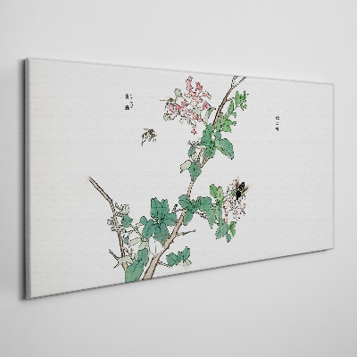 Obraz Canvas Kwiatowa gałąź z owadami