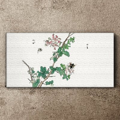 Obraz Canvas Kwiatowa gałąź z owadami