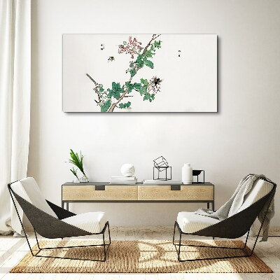 Obraz Canvas Kwiatowa gałąź z owadami