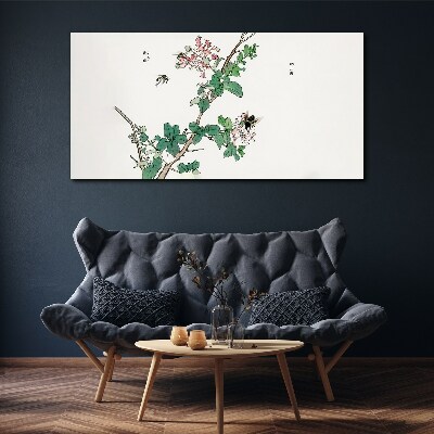 Obraz Canvas Kwiatowa gałąź z owadami