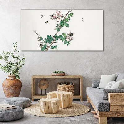 Obraz Canvas Kwiatowa gałąź z owadami