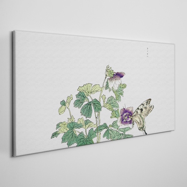 Obraz Canvas Kwiatowa harmonia z motylem
