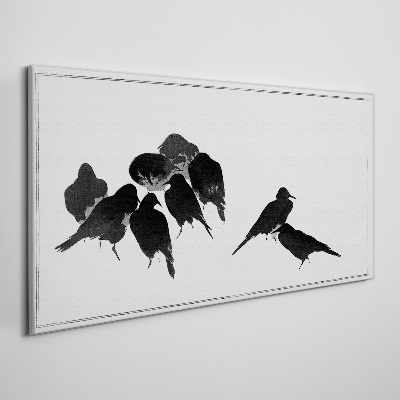 Obraz Canvas Czarne ptaki na białym tle