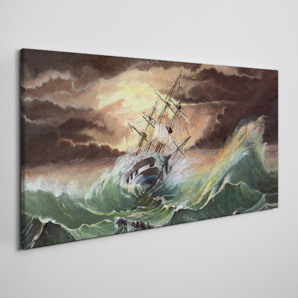 Obraz Canvas Burzliwy ocean z rozbitym statkiem