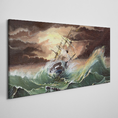 Obraz Canvas Burzliwy ocean z rozbitym statkiem