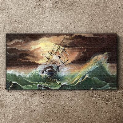 Obraz Canvas Burzliwy ocean z rozbitym statkiem