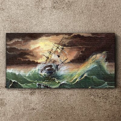 Obraz Canvas łódź statek ocean burza fale
