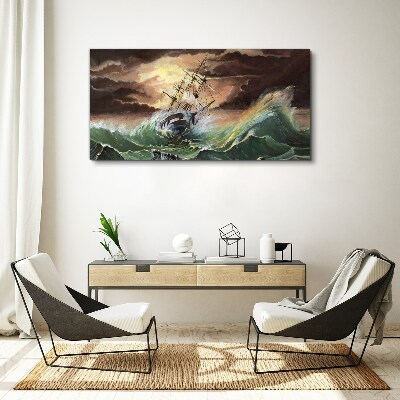 Obraz Canvas Burzliwy ocean z rozbitym statkiem
