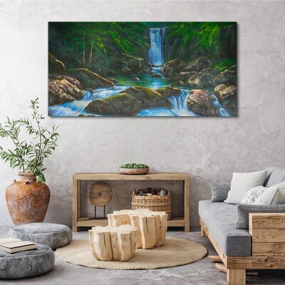 Obraz na Płótnie wodospad skały drzewa