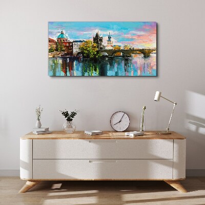 Obraz Canvas Miasto Rzeka Most Niebo