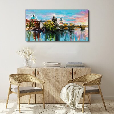 Obraz Canvas Praga w kolorach zachodu słońca