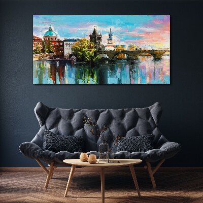 Obraz Canvas Miasto Rzeka Most Niebo