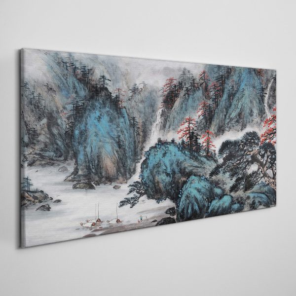 Obraz Canvas Spokojny krajobraz górski z wodospadem