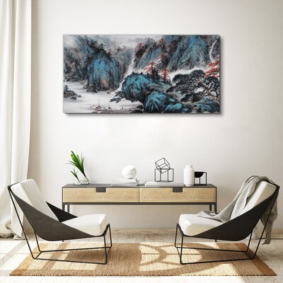 Obraz Canvas Spokojny krajobraz górski z wodospadem