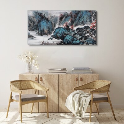 Obraz Canvas Spokojny krajobraz górski z wodospadem